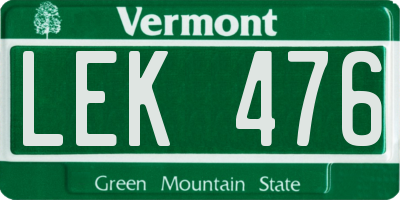 VT license plate LEK476