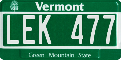 VT license plate LEK477