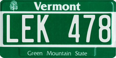 VT license plate LEK478