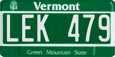 VT license plate LEK479