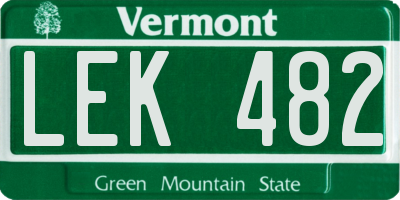 VT license plate LEK482