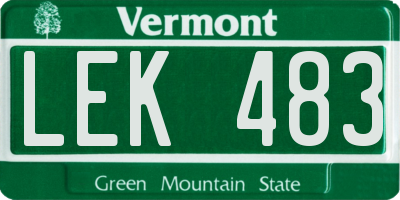 VT license plate LEK483