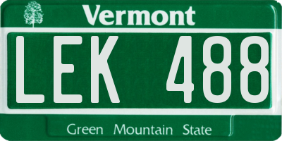 VT license plate LEK488