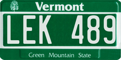 VT license plate LEK489