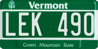 VT license plate LEK490