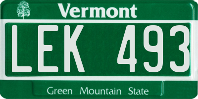 VT license plate LEK493