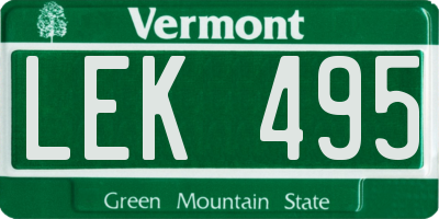 VT license plate LEK495