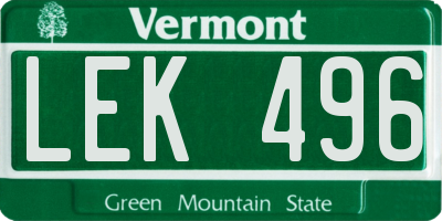 VT license plate LEK496