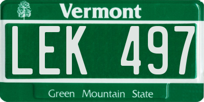 VT license plate LEK497