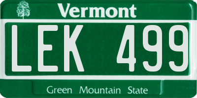 VT license plate LEK499