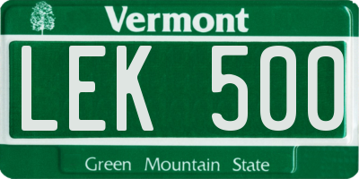 VT license plate LEK500