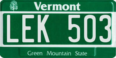 VT license plate LEK503