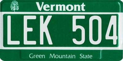 VT license plate LEK504