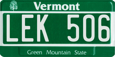 VT license plate LEK506