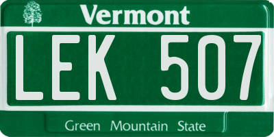 VT license plate LEK507