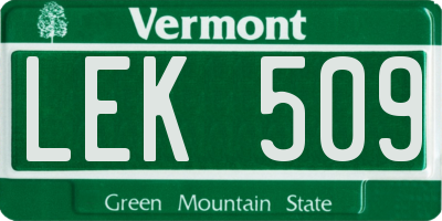 VT license plate LEK509