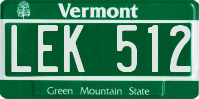 VT license plate LEK512