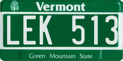 VT license plate LEK513