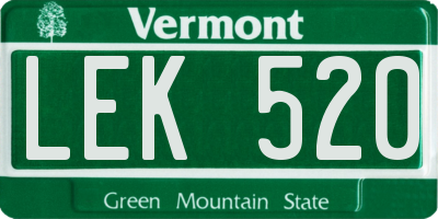 VT license plate LEK520