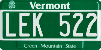 VT license plate LEK522