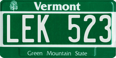VT license plate LEK523