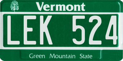 VT license plate LEK524