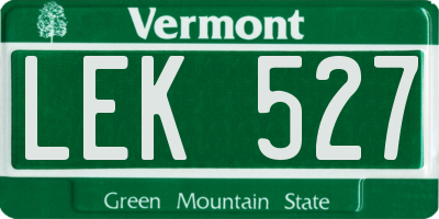 VT license plate LEK527