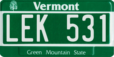 VT license plate LEK531