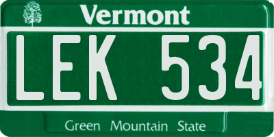 VT license plate LEK534