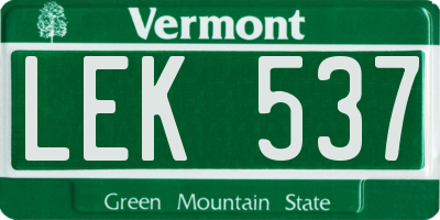 VT license plate LEK537