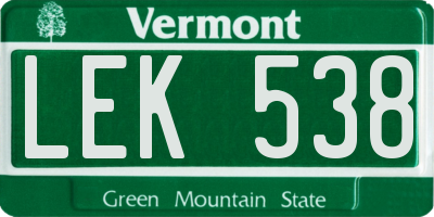 VT license plate LEK538