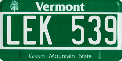 VT license plate LEK539