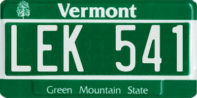 VT license plate LEK541