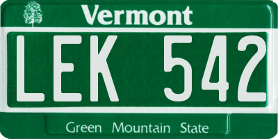 VT license plate LEK542