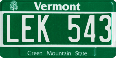 VT license plate LEK543