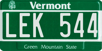 VT license plate LEK544