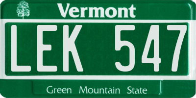 VT license plate LEK547