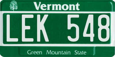 VT license plate LEK548