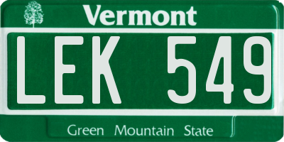 VT license plate LEK549