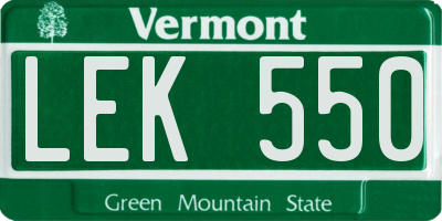 VT license plate LEK550