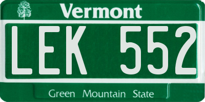 VT license plate LEK552