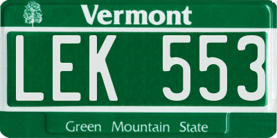 VT license plate LEK553