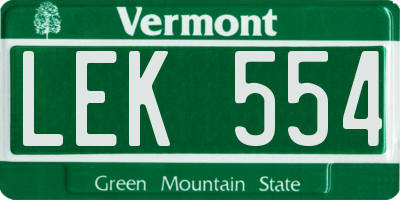 VT license plate LEK554