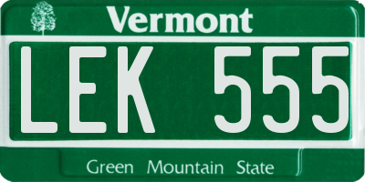 VT license plate LEK555