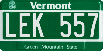 VT license plate LEK557