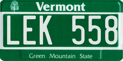 VT license plate LEK558