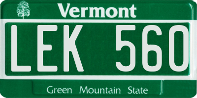 VT license plate LEK560