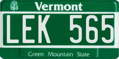 VT license plate LEK565