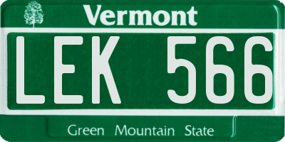 VT license plate LEK566
