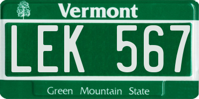 VT license plate LEK567